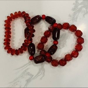 Red Stretch Elastic Acrylic Beaded Bracelets